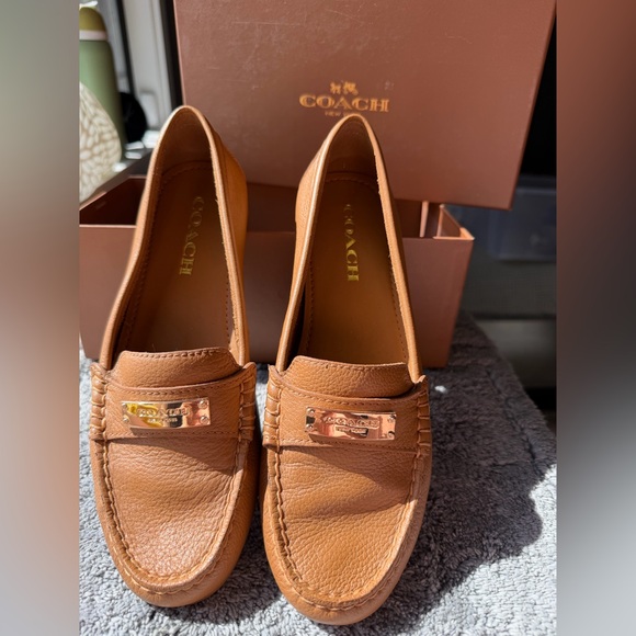 COACH Fredrica Pebble Grain Leather Loafers - Cognac - Size 7.5 M - New in box - Picture 4 of 7